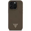 Guess Grained Hot Stamp Peony  Triangle Logo MagSafe iPhone 16 Pro Max tok, barna