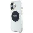 Guess IML Metal Colotok, piros Circle Classic Logo MagSafe iPhone 16 tok, fekete