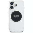 Guess IML Metal Colotok, piros Circle Classic Logo MagSafe iPhone 16 tok, fekete