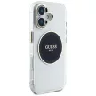Guess IML Metal Colotok, piros Circle Classic Logo MagSafe iPhone 16 tok, fekete