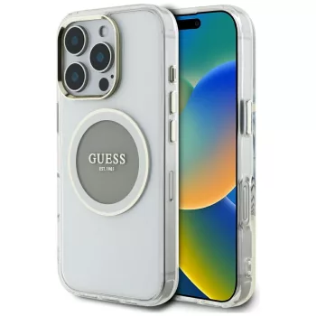   Guess IML Metal Colored Circle Classic Logo MagSafe iPhone 16 Pro Max tok, szürke
