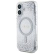 Guess HC Resin Bottom Glitter iPhone 16 MagSafe tok, ezüst