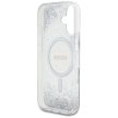 Guess HC Resin Bottom Glitter iPhone 16 MagSafe tok, ezüst