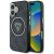 Guess IML Metal Glitter 4G Circle Triangle MagSafe iPhone 16 tok, fekete