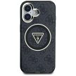 Guess IML Metal Glitter 4G Circle Triangle MagSafe iPhone 16 tok, fekete