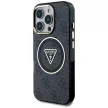 Guess IML Metal Glitter 4G Circle Triangle MagSafe iPhone 16 Pro tok, fekete