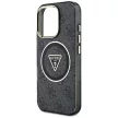Guess IML Metal Glitter 4G Circle Triangle MagSafe iPhone 16 Pro tok, fekete
