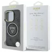 Guess IML Metal Glitter 4G Circle Triangle MagSafe iPhone 16 Pro tok, fekete