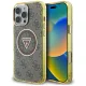 Guess IML Metal Glitter 4G Circle Triangle MagSafe for Phone 16 Pro tok, barna