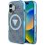 Guess IML Metal Glitter 4G Circle Triangle MagSafe iPhone 16 tok, kék