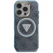 Guess IML Metal Glitter 4G Circle Triangle MagSafe iPhone 16 Pro tok, kék