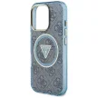 Guess IML Metal Glitter 4G Circle Triangle MagSafe iPhone 16 Pro Max tok, kék