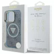Guess IML Metal Glitter 4G Circle Triangle MagSafe iPhone 16 Pro Max tok, kék