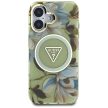GUESS iPhone 16 MagSafe GUHMP16SHFLPEDN (IML Metal Glitter Flowers Triangle) tok, zöld