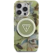 GUESS iPhone 16 Pro Max MagSafe GUHMP16XHFLPEDN (IML Metal Glitter Flowers Triangle) tok, zöld