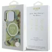 GUESS iPhone 16 Pro Max MagSafe GUHMP16XHFLPEDN (IML Metal Glitter Flowers Triangle) tok, zöld