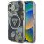 GUESS iPhone 16 MagSafe GUHMP16SHFLPEDK (IML Metal Glitter Flowers Triangle) tok, fekete