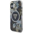 GUESS iPhone 16 MagSafe GUHMP16SHFLPEDK (IML Metal Glitter Flowers Triangle) tok, fekete