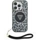 Guess HC IML Leopard Triangle Cord Strap iPhone 16 MagSafe tok, fekete