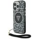 Guess HC IML Leopard Triangle Cord Strap iPhone 16 Pro MagSafe tok, fekete