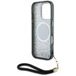 Guess HC IML Leopard Triangle Cord Strap iPhone 16 Pro MagSafe tok, fekete