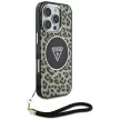 Guess HC IML Leopard Triangle Cord Strap iPhone 16 Pro MagSafe tok, barna