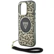 Guess HC IML Leopard Triangle Cord Strap iPhone 16 Pro MagSafe tok, barna