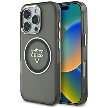   Guess Hardcase MagSafe IML Metal Mountain Logo Case iPhone 16 Pro 6,3" tok, fekete
