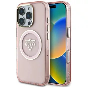   Guess Hardcase MagSafe IML Metal Mountain Logo Case iPhone 16 Pro Max 6,9" tok, rózsaszín