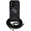 GUESS iPhone 16 Plus GUHCP16MP4GMGCRK (CBDY PU 4G Big Logo W/Cord Strap) tok, fekete