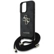 GUESS iPhone 16 Plus GUHCP16MP4GMGCRK (CBDY PU 4G Big Logo W/Cord Strap) tok, fekete