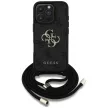 GUESS iPhone 16 Pro GUHCP16LP4GMGCRK (CBDY PU 4G Big Logo W/Cord Strap) tok, fekete