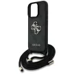 GUESS iPhone 16 Pro GUHCP16LP4GMGCRK (CBDY PU 4G Big Logo W/Cord Strap) tok, fekete