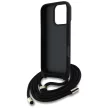 GUESS iPhone 16 Pro GUHCP16LP4GMGCRK (CBDY PU 4G Big Logo W/Cord Strap) tok, fekete