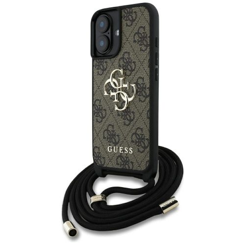 GUESS iPhone 16 GUHCP16SP4GMGCRW (CBDY PU 4G Big Logo W/Cord Strap) tok, barna