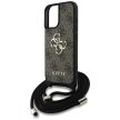 GUESS iPhone 16 GUHCP16SP4GMGCRW (CBDY PU 4G Big Logo W/Cord Strap) tok, barna