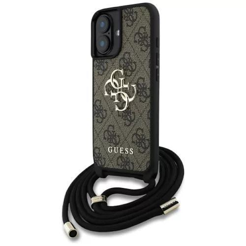 GUESS iPhone 16 Plus GUHCP16MP4GMGCRW (CBDY PU 4G Big Logo W/Cord Strap) tok, barna