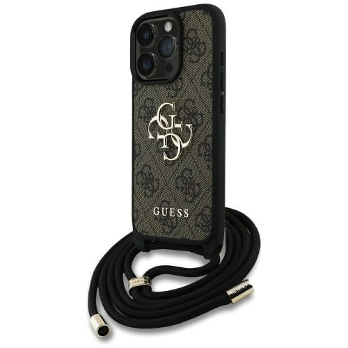 GUESS iPhone 16 Pro GUHCP16LP4GMGCRW (CBDY PU 4G Big Logo W/Cord Strap) tok, barna