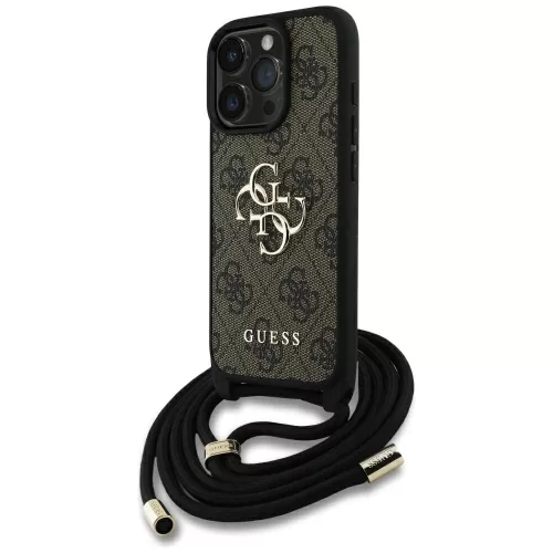 GUESS iPhone 16 Pro Max GUHCP16XP4GMGCRW (CBDY PU 4G Big Logo W/Cord Strap) tok, barna