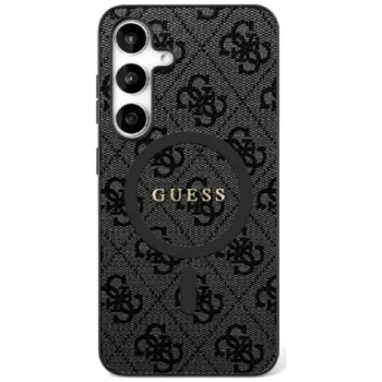   Guess Leather 4G Colotok, piros Ring Classic Logo MagSafe Samsung Galaxy S25 Ultra tok, fekete