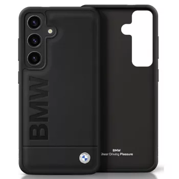 BMW Leather Big Wordmark Samsung Galaxy S25 Plus tok, fekete