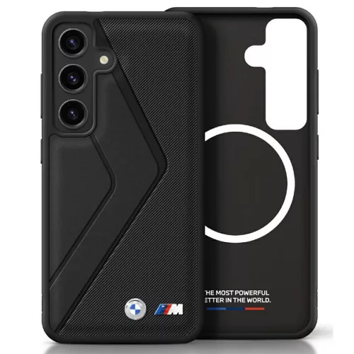 BMW Leather Oversized Stripes MagSafe Samsung Galaxy S25 tok, fekete