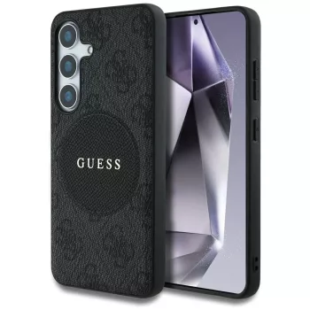   Guess 4G Round Patch Classic Logo MagSafe Samsung Galaxy S25 tok, fekete
