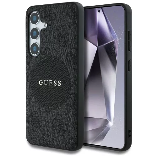 Guess 4G Round Patch Classic Logo MagSafe Samsung Galaxy S25 Plus tok, fekete