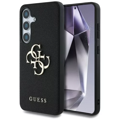 Guess Samsung Galaxy S25 GUHCS25SPGT4MBK (PU Grained Big 4G and Classic Logo) tok, fekete