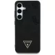 Guess Grained Hot Stamp Peony Pattern Triangle Logo MagSafe Samsung Galaxy S25 Ultra tok, fekete