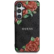 Guess Leather 4G Flowers Print Metal Classic Logo MagSafe Samsung Galaxy S25 tok, fekete