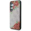 Guess Leather 4G Flowers Print Metal Classic Logo MagSafe Samsung Galaxy S25 tok, rózsaszín