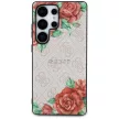 Guess Leather 4G Flowers Print Metal Classic Logo MagSafe Samsung Galaxy S25 Ultra tok, rózsaszín
