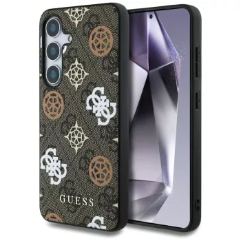   Guess 4G Printed Colored Peony Pattern MagSafe Samsung Galaxy S25 tok, barna